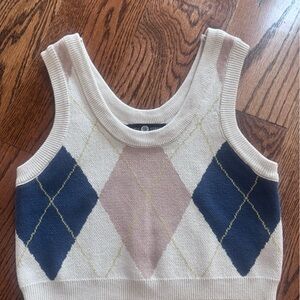 Daisy Street Argyle Knit crop sweater top